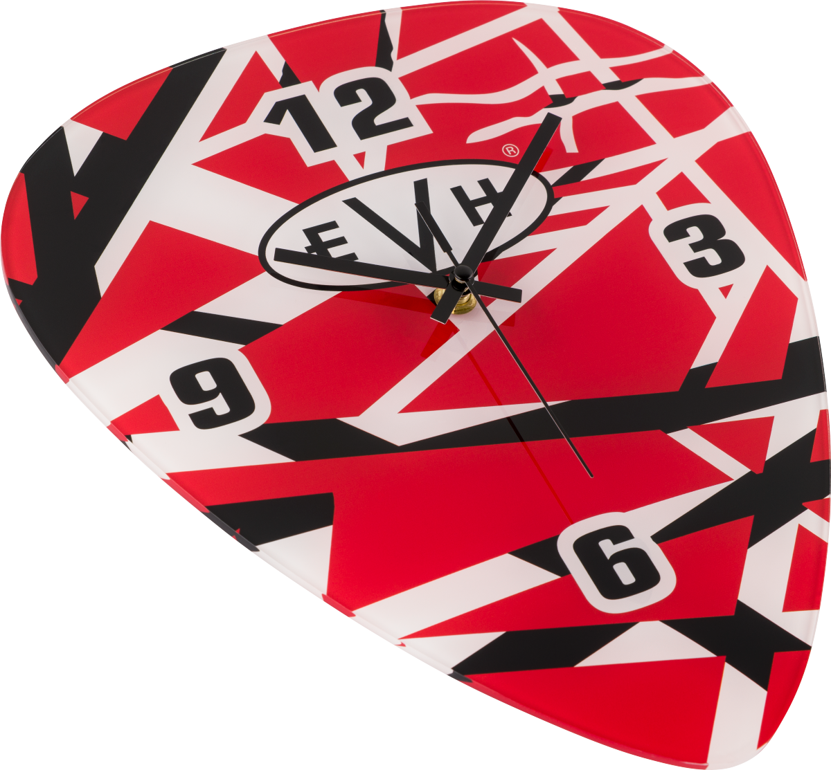 EVH Pick Shape Clock, Red/White/Black Stripes - Metronome Music Inc.