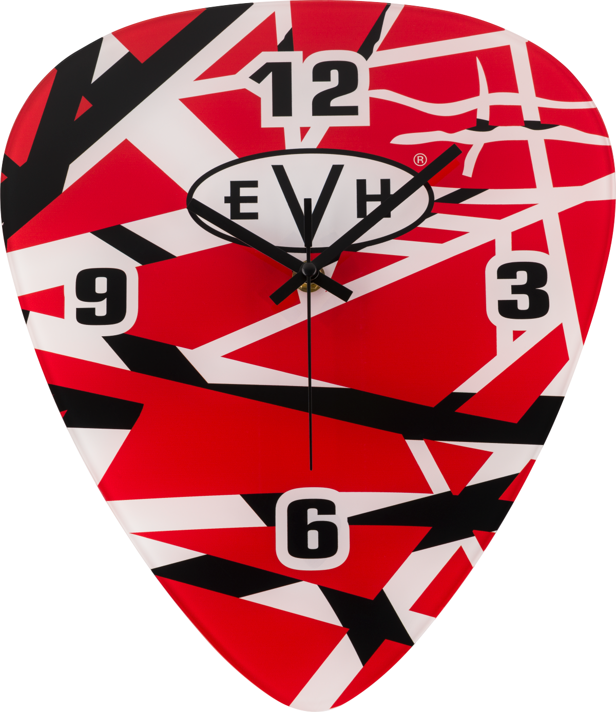 EVH Pick Shape Clock, Red/White/Black Stripes - Metronome Music Inc.