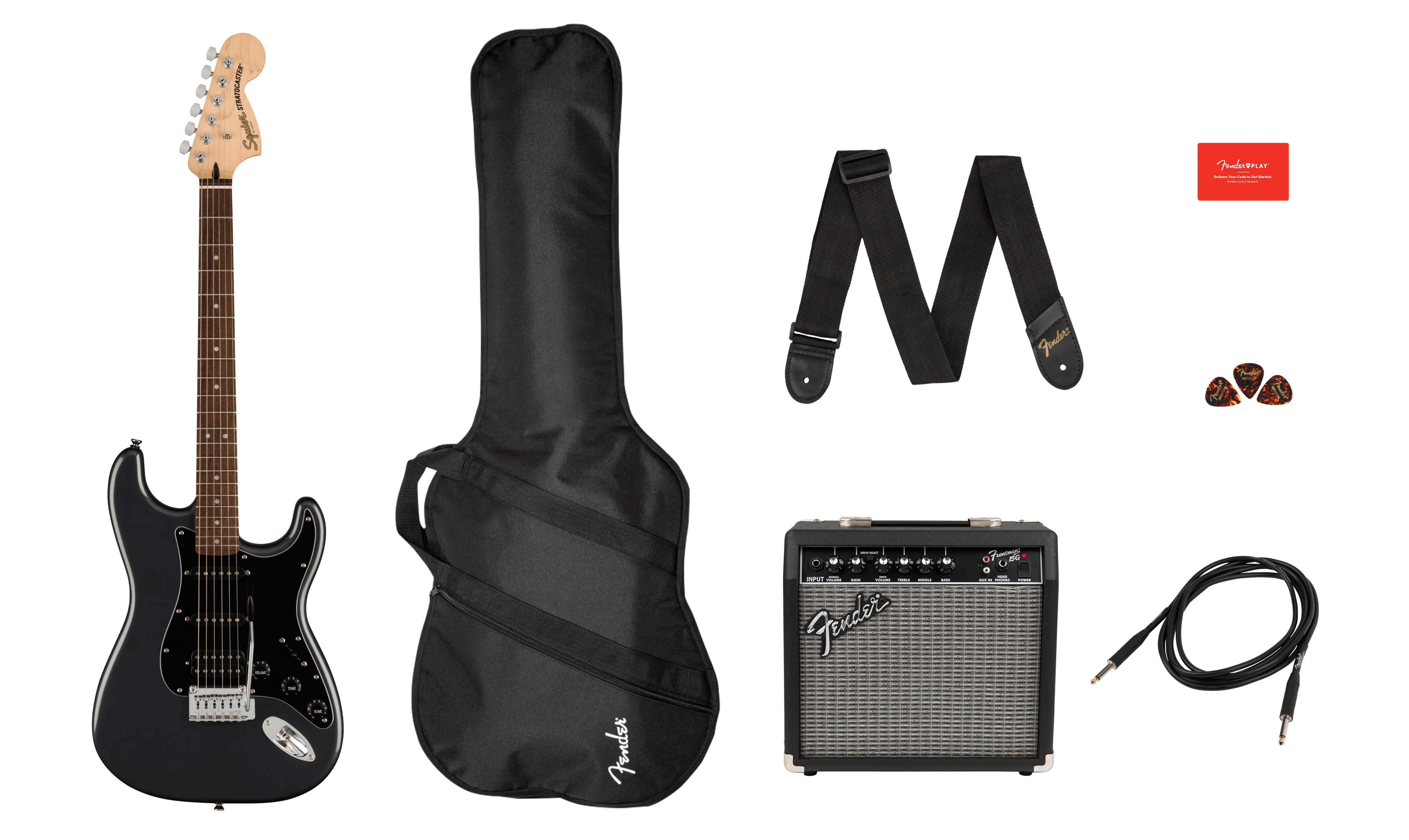 Squier Affinity Series Stratocaster HSS Pack - Charcoal Frost Metallic - Metronome Music Inc.