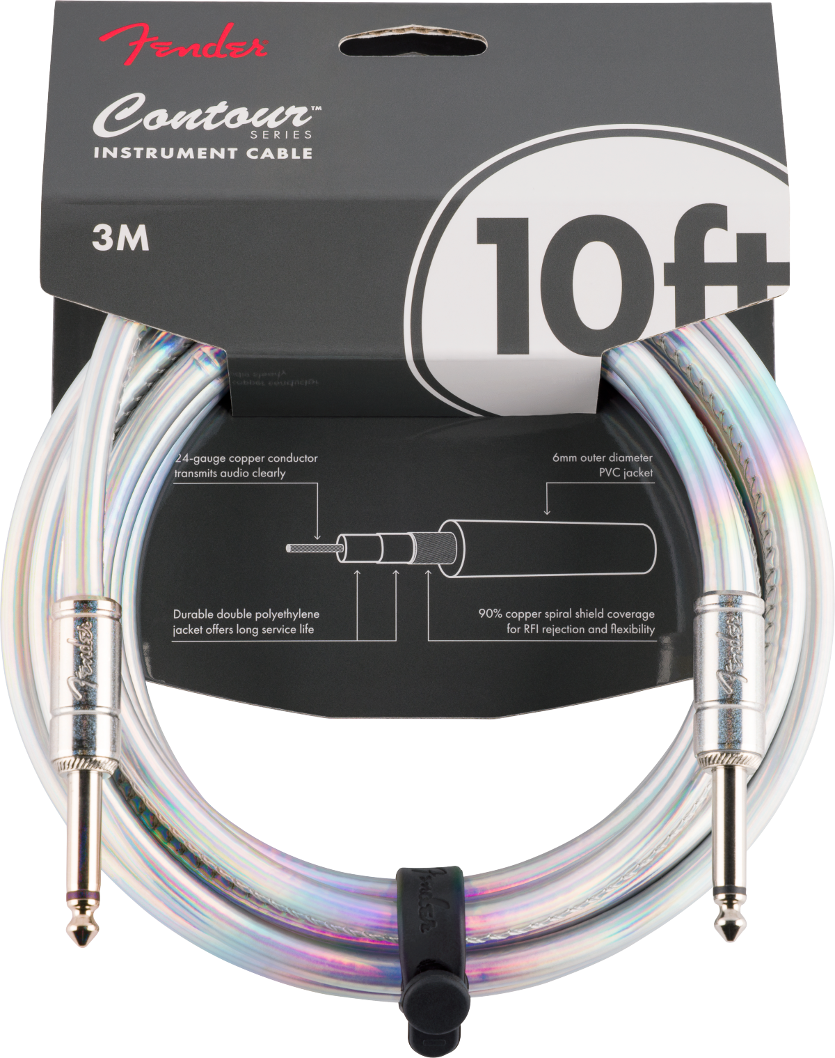 Fender Contour Instrument Cable, Iridescent, 10' - Metronome Music Inc.