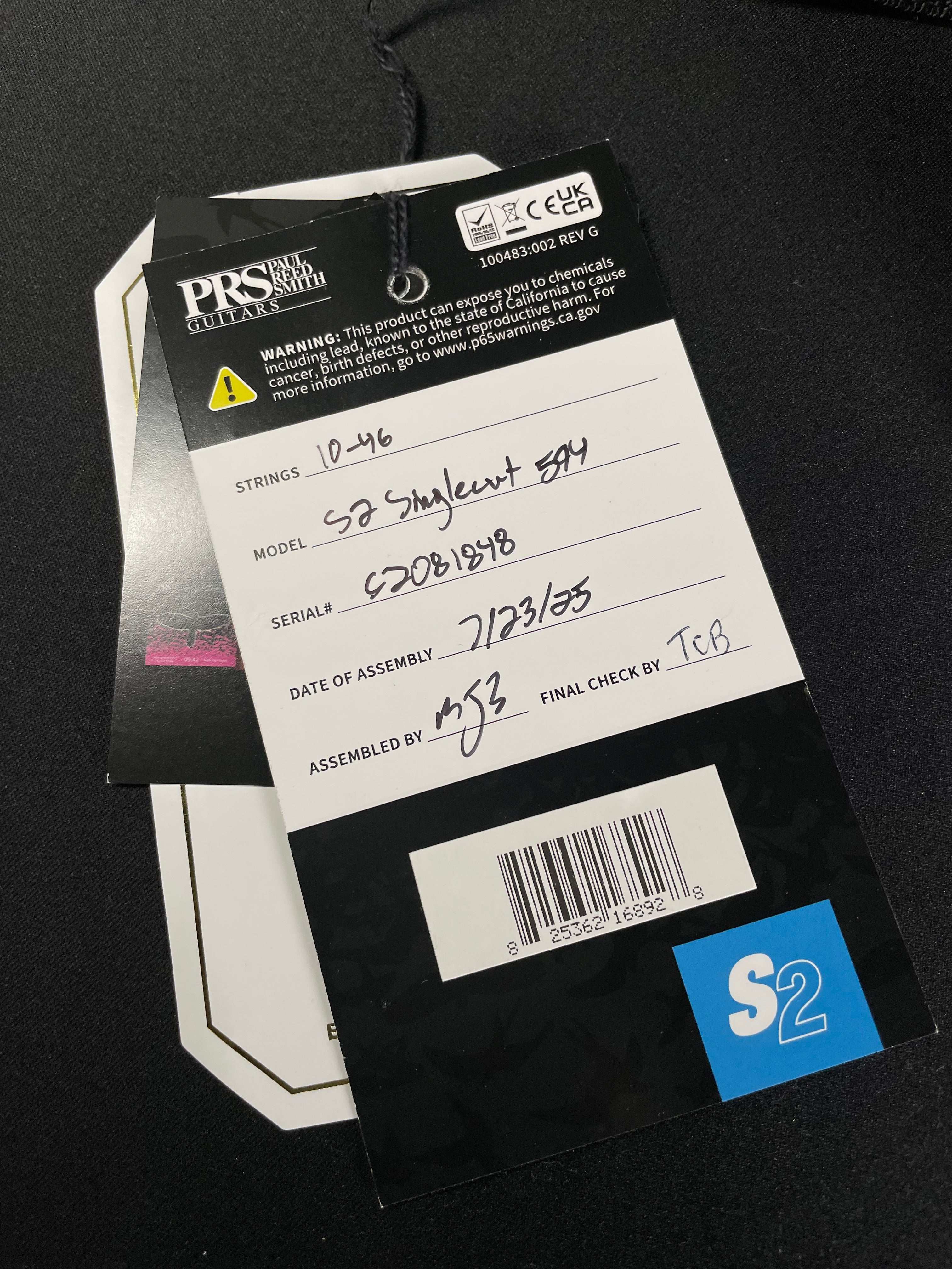 PRS S2 McCarty 594 Singlecut w/Gig Bag - Black Amber - Metronome Music Inc.