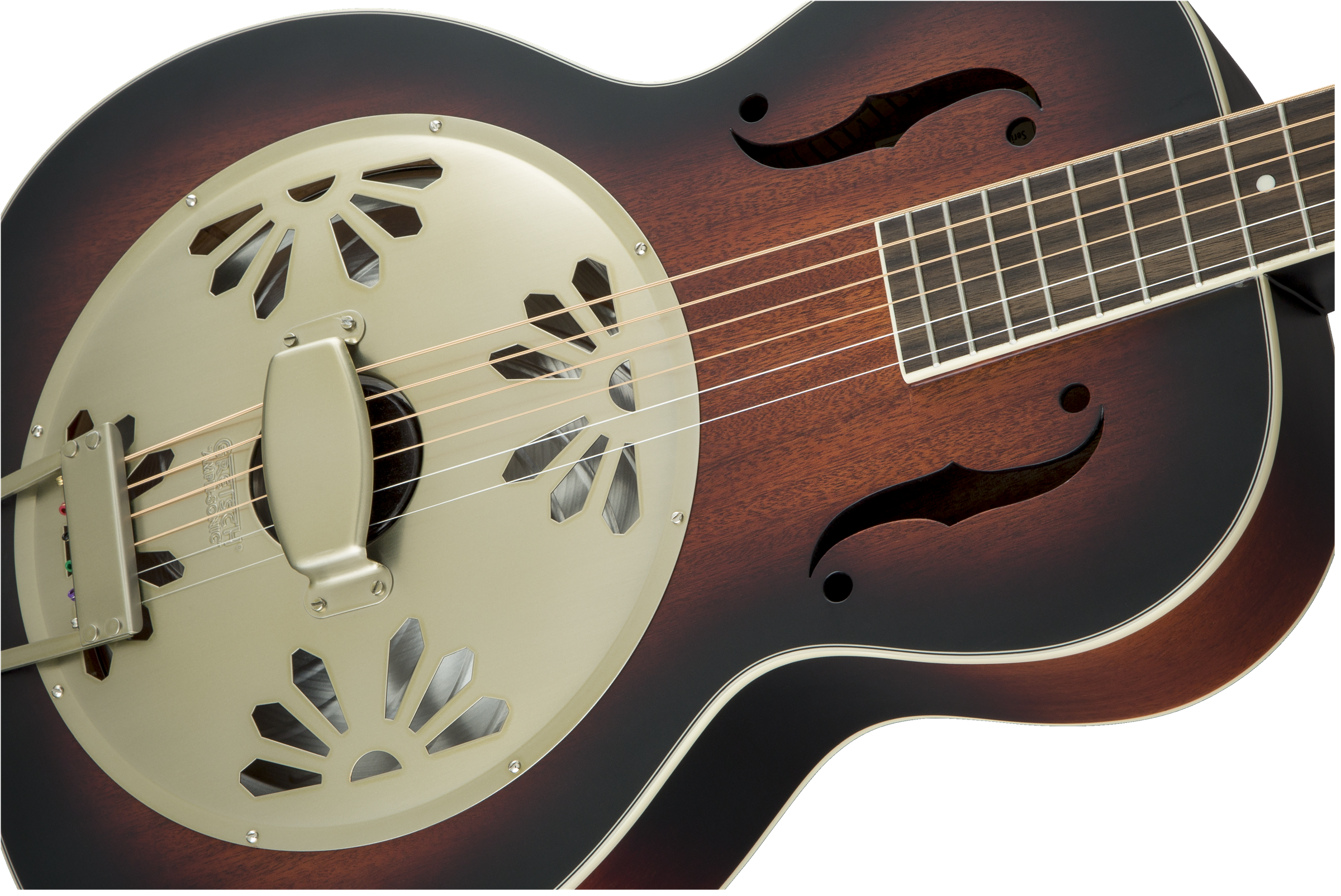 Gretsch G9241 Alligator Biscuit Round-Neck Resonator Guitar with Fishman Nashville Pickup - 2-Color Sunburst - Metronome Music Inc.