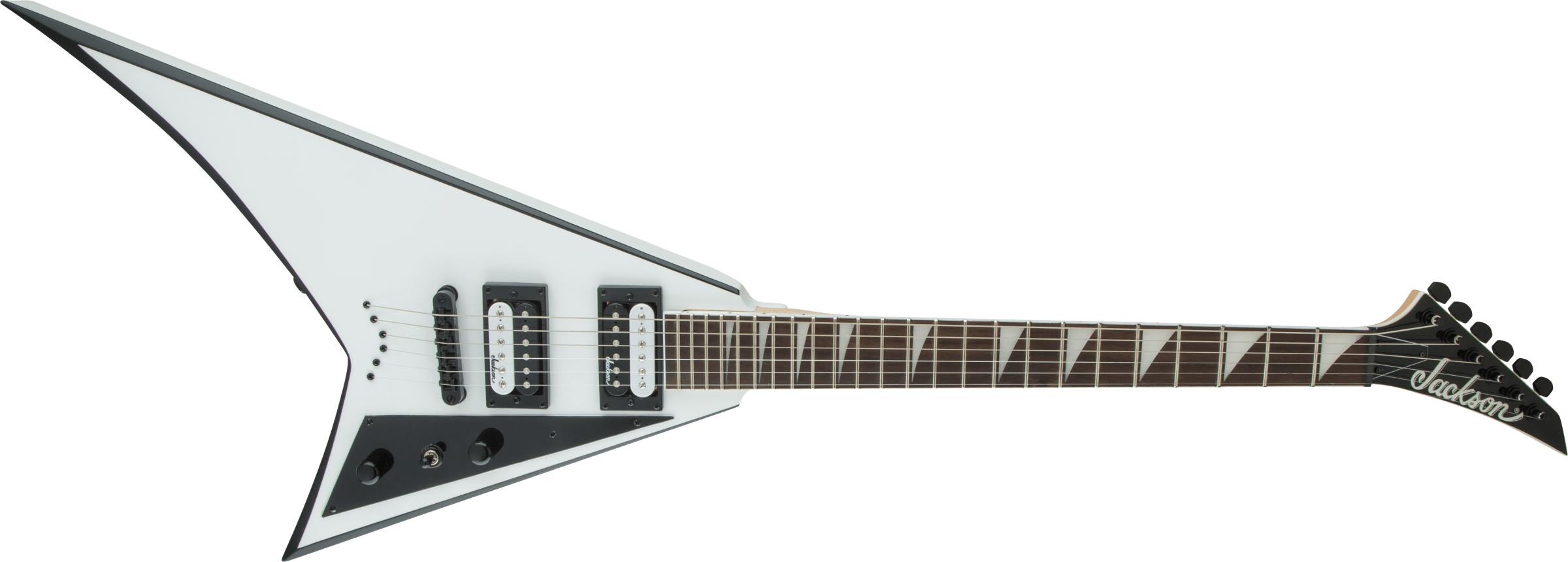 Jackson  JS Series Rhoads JS32T, Amaranth Fingerboard, White with Black Bevels - Metronome Music Inc.