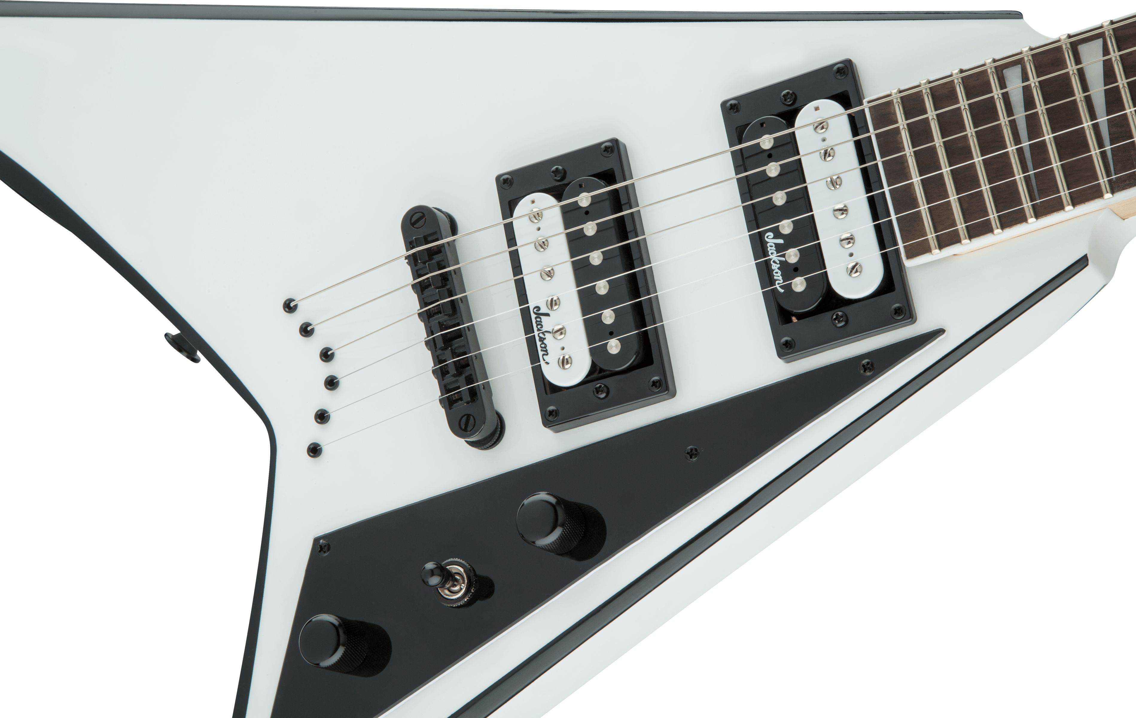 Jackson  JS Series Rhoads JS32T, Amaranth Fingerboard, White with Black Bevels - Metronome Music Inc.