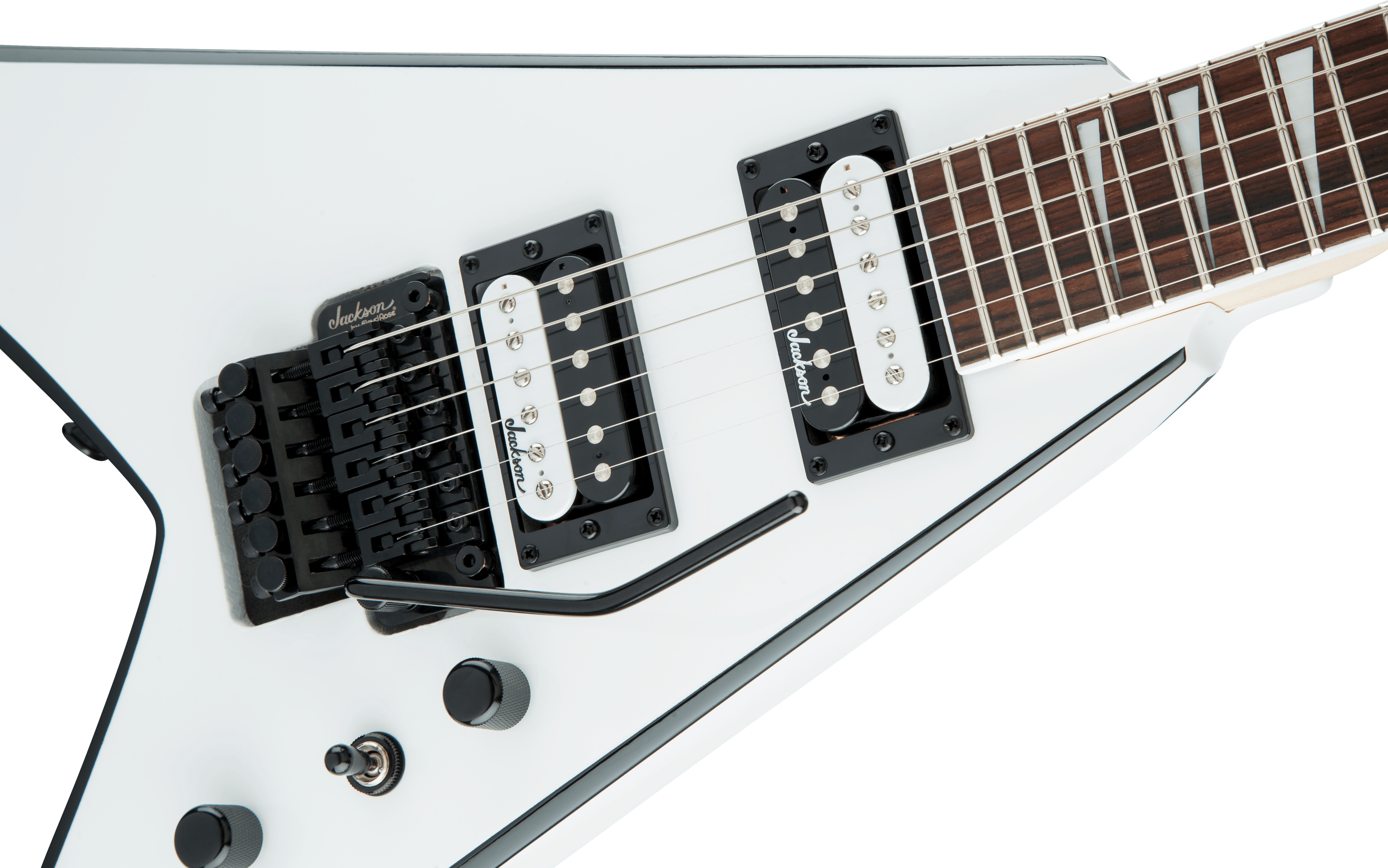Jackson JS Series King V JS32, Amaranth Fingerboard, White with Black Bevels - Metronome Music Inc.