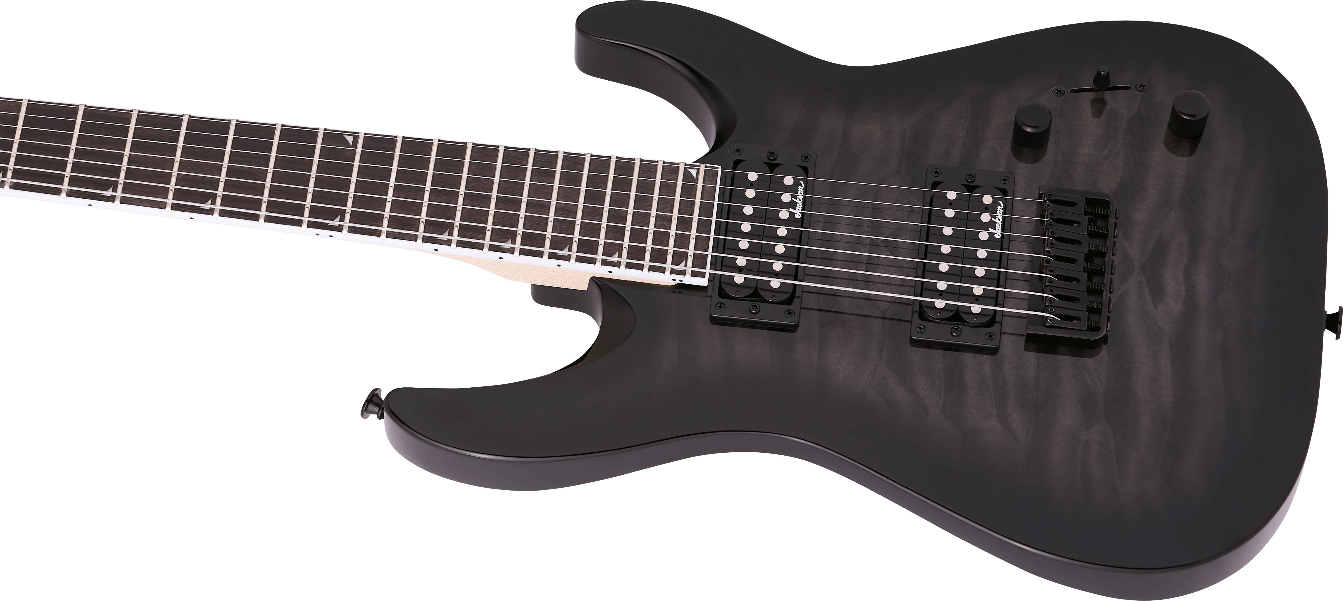 Jackson JS Series Dinky Arch Top JS22Q-7 DKA HT, Amaranth Fingerboard, Transparent Black Burst - Metronome Music Inc.