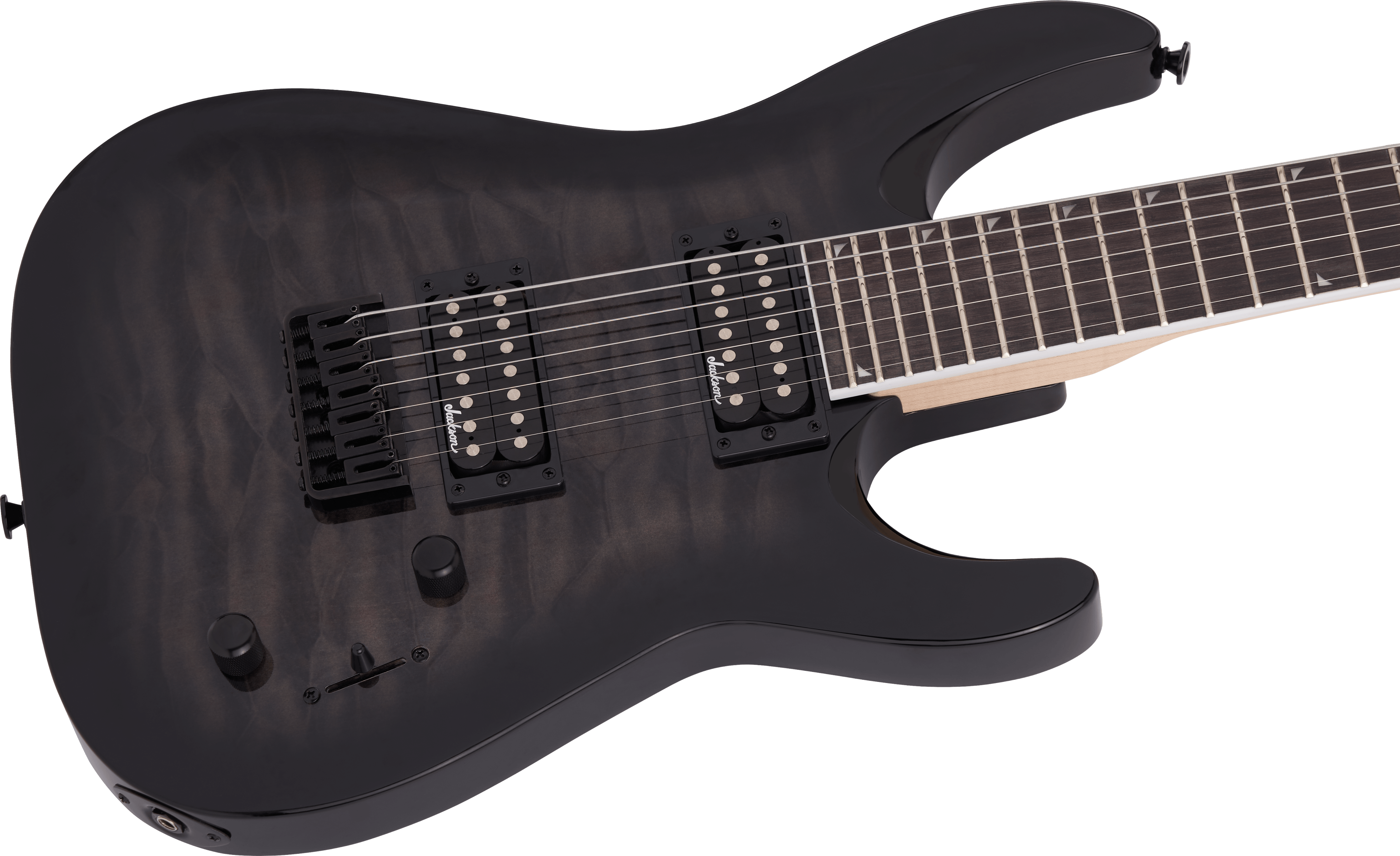 Jackson JS Series Dinky Arch Top JS32Q DKA HT, Amaranth Fingerboard, Transparent Black Burst - Metronome Music Inc.