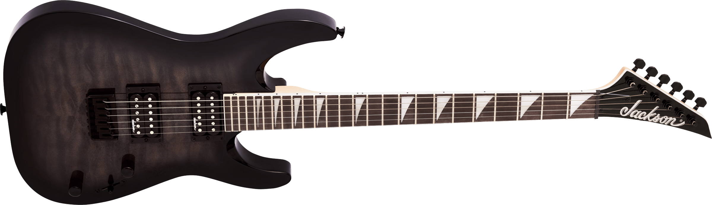 Jackson JS Series Dinky Arch Top JS32Q DKA HT, Amaranth Fingerboard, Transparent Black Burst - Metronome Music Inc.