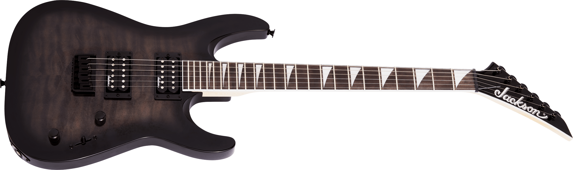 Jackson JS Series Dinky Arch Top JS32Q DKA HT, Amaranth Fingerboard, Transparent Black Burst - Metronome Music Inc.
