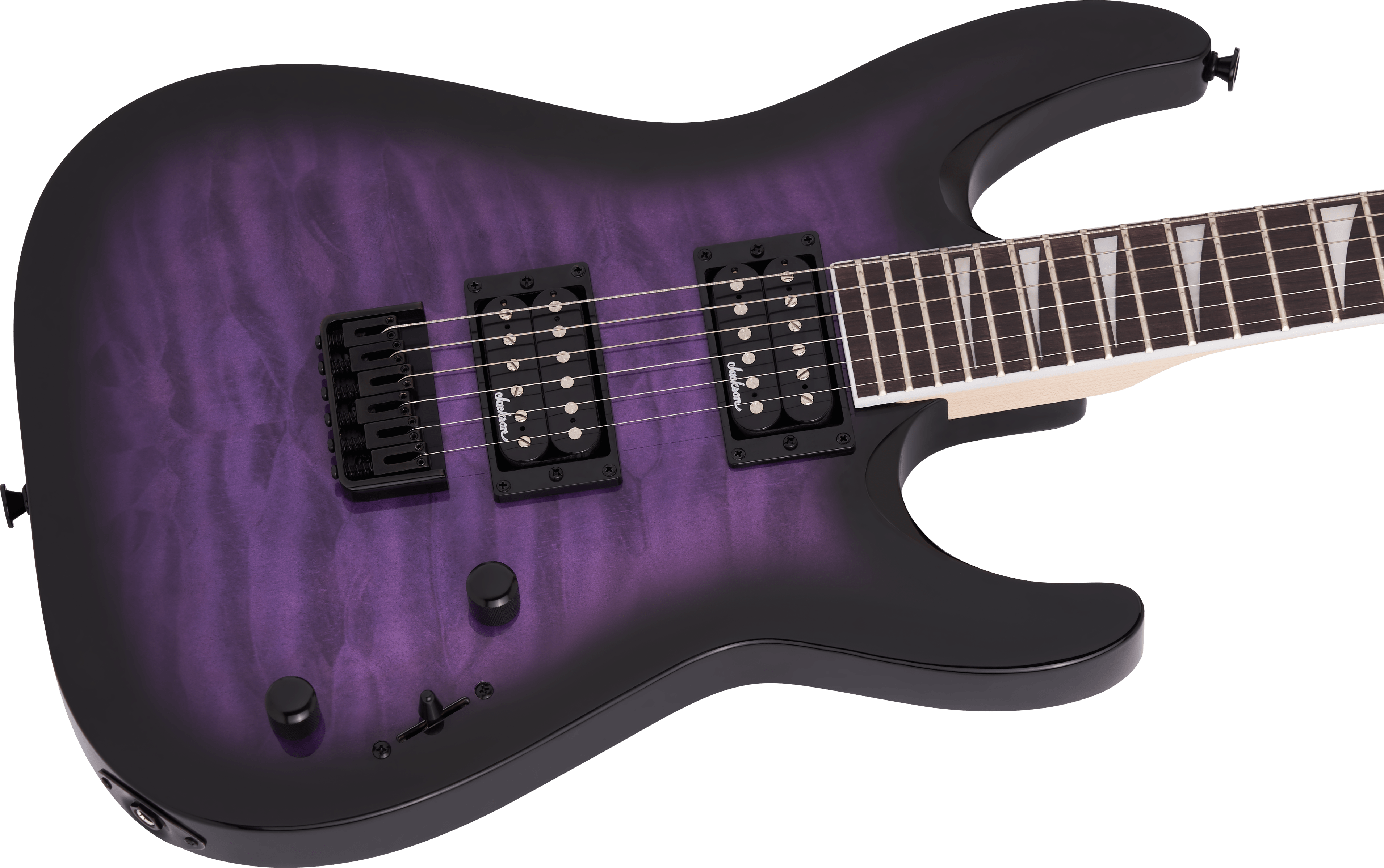 Jackson JS Series Dinky Arch Top JS32Q DKA HT, Amaranth Fingerboard, Transparent Purple Burst - Metronome Music Inc.