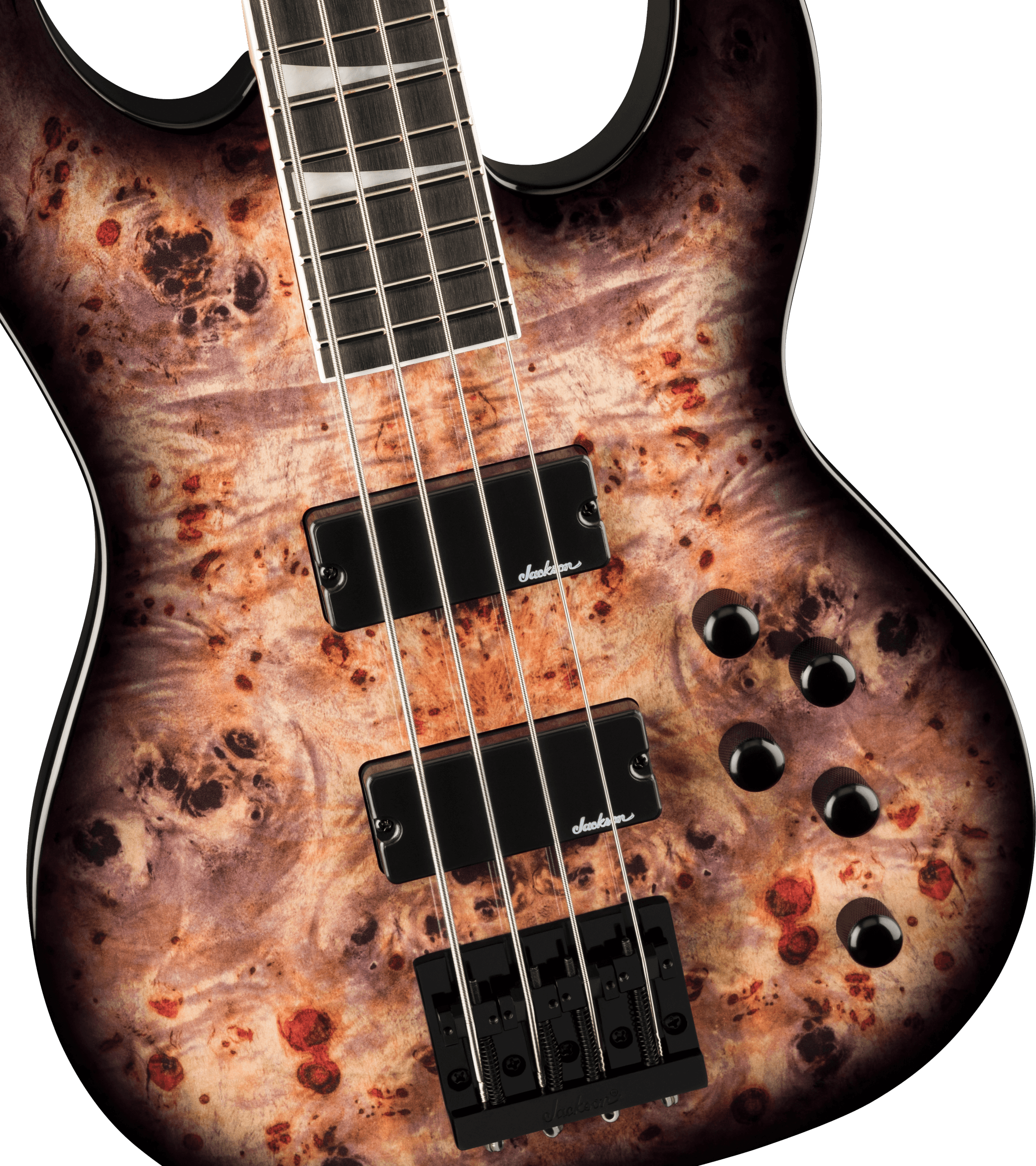 Jackson JS Series Concert Bass CB JS3P, Amaranth Fingerboard, Transparent Black Burst - Metronome Music Inc.