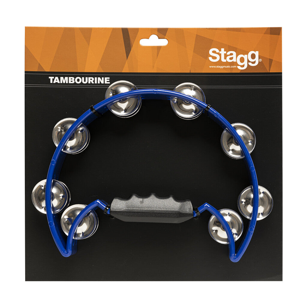 Stagg Cutaway Plastic Tambourine, Blue - Metronome Music Inc.