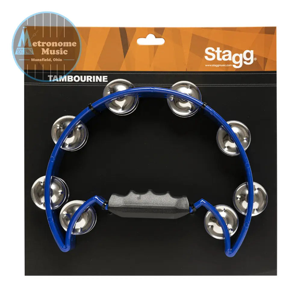 Stagg Cutaway Plastic Tambourine, Blue - Metronome Music Inc.