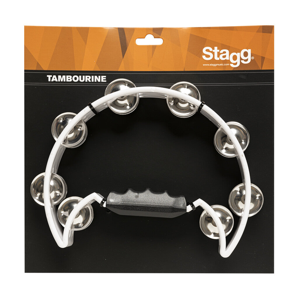 Stagg Cutaway Plastic Tambourine- White - Metronome Music Inc.