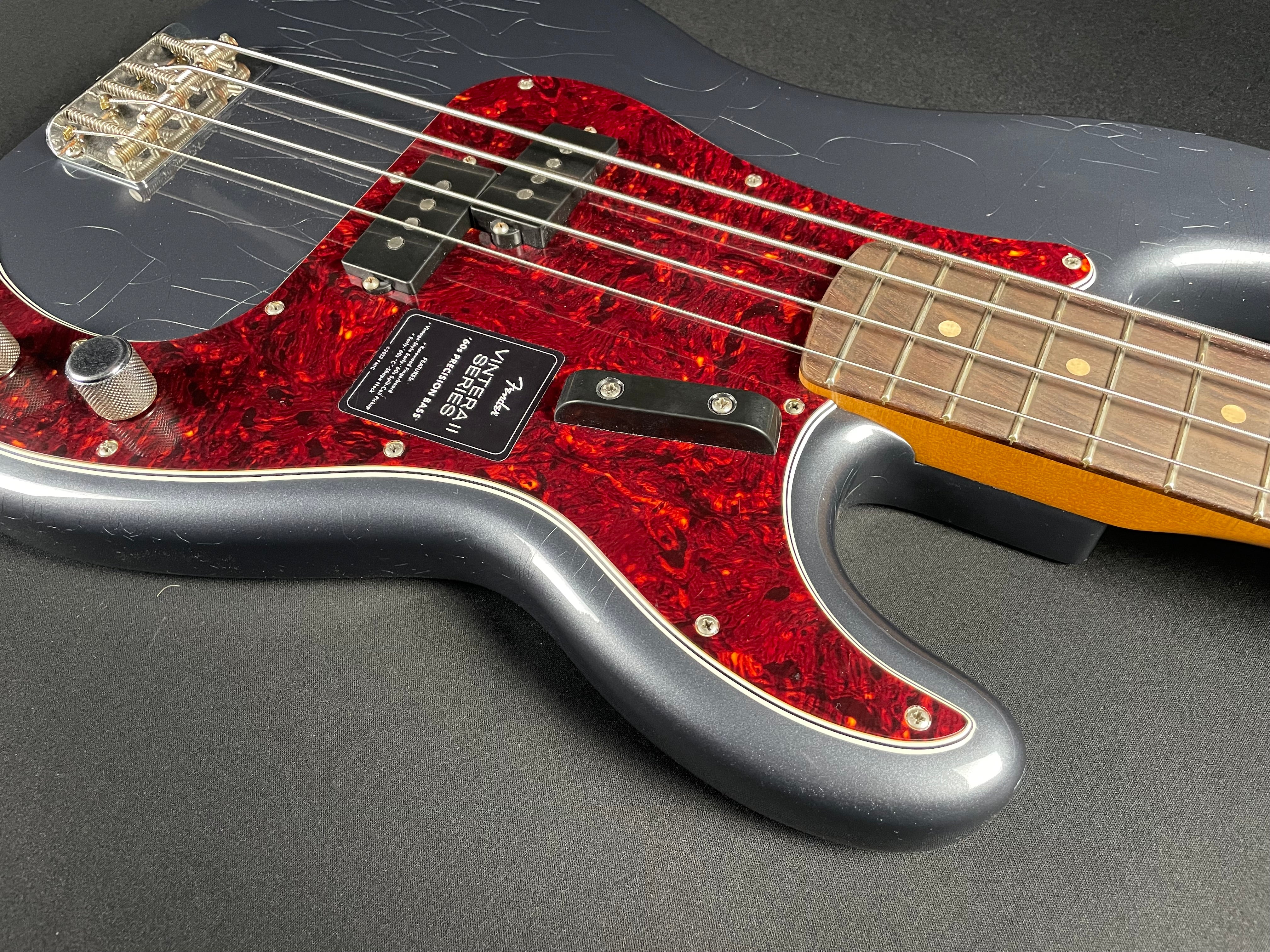 Fender Vintera II Road Worn '60s Precision Bass, Rosewood - Charcoal Frost Metallic - Metronome Music Inc.