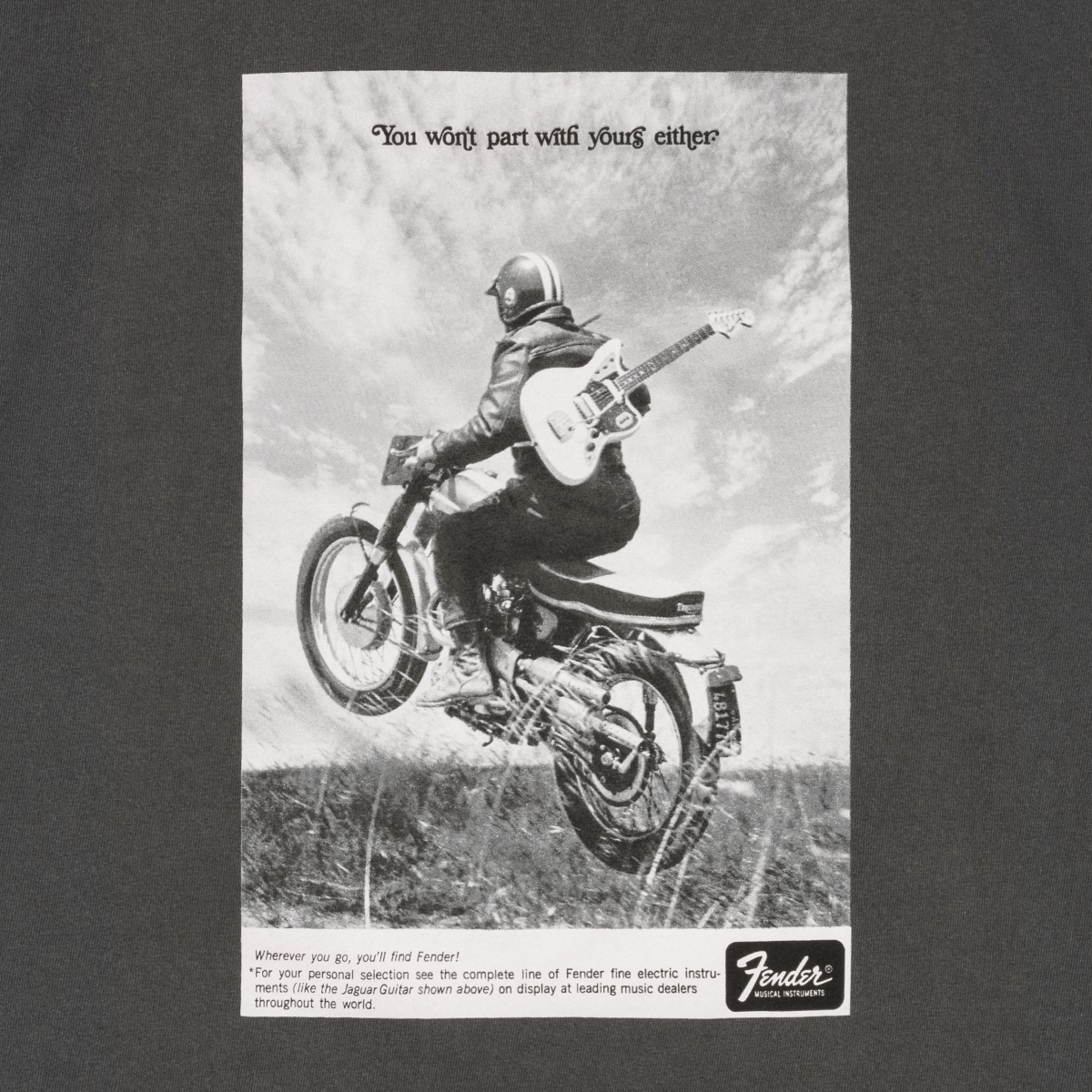 Fender Vintage Ad Biker Tee, Graphite, L - Metronome Music Inc.