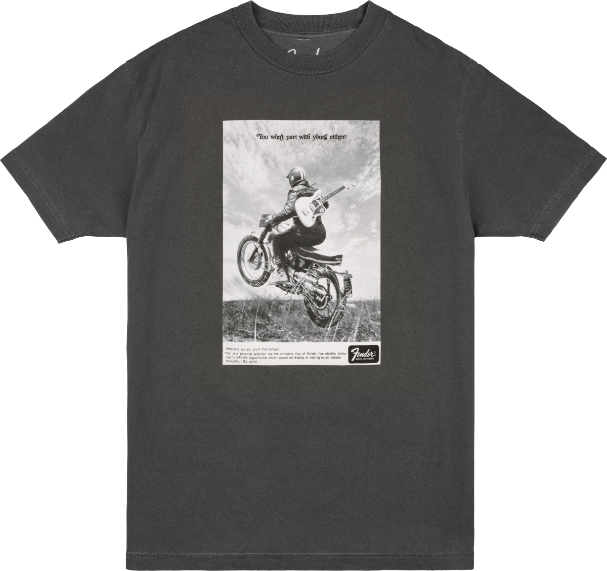 Fender Vintage Ad Biker Tee, Graphite, L - Metronome Music Inc.