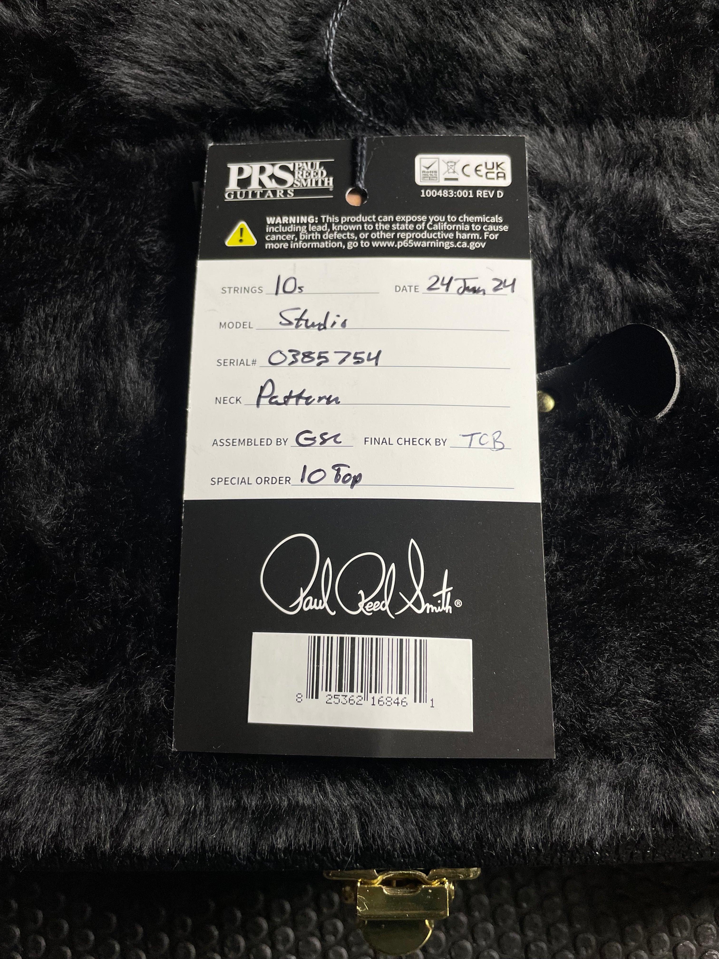 PRS Core Studio, 10-Top 58/15 Pickups - Charcoal Burst - Metronome Music Inc.