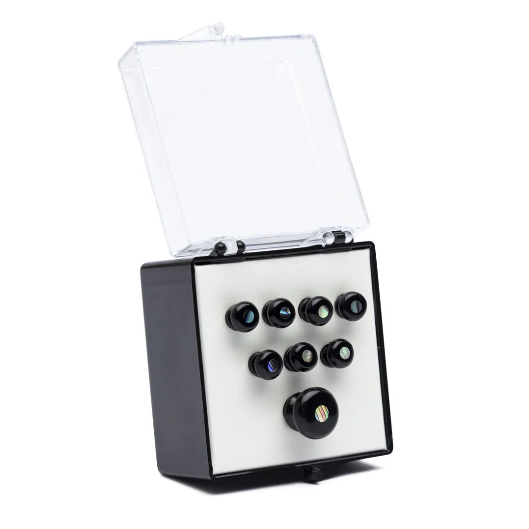 Martin Pearl Inlaid Bridge & Endpins (Black) - Metronome Music Inc.