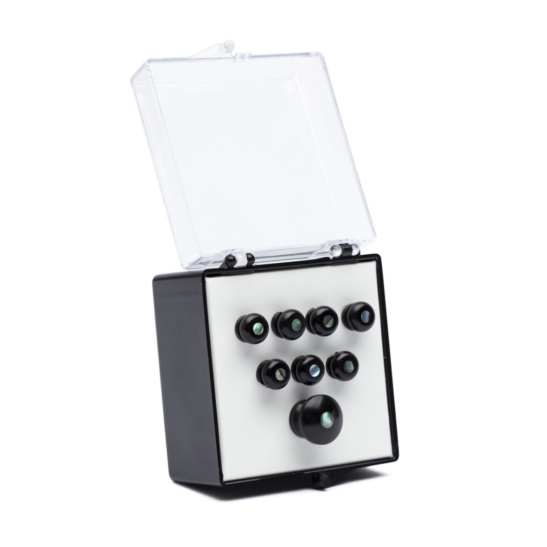 Martin Pearl Inlaid Bridge & Endpins (Ebony) - Metronome Music Inc.