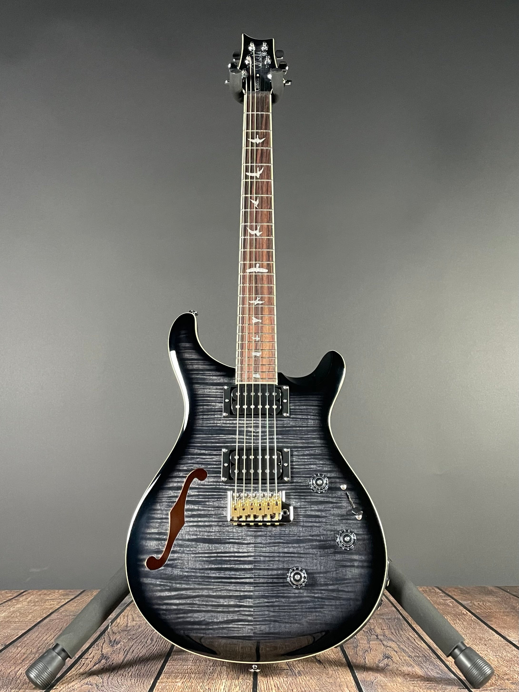 PRS SE Custom 24 Semi-Hollow Piezo w/HSC - Charcoal Burst - Metronome Music Inc.