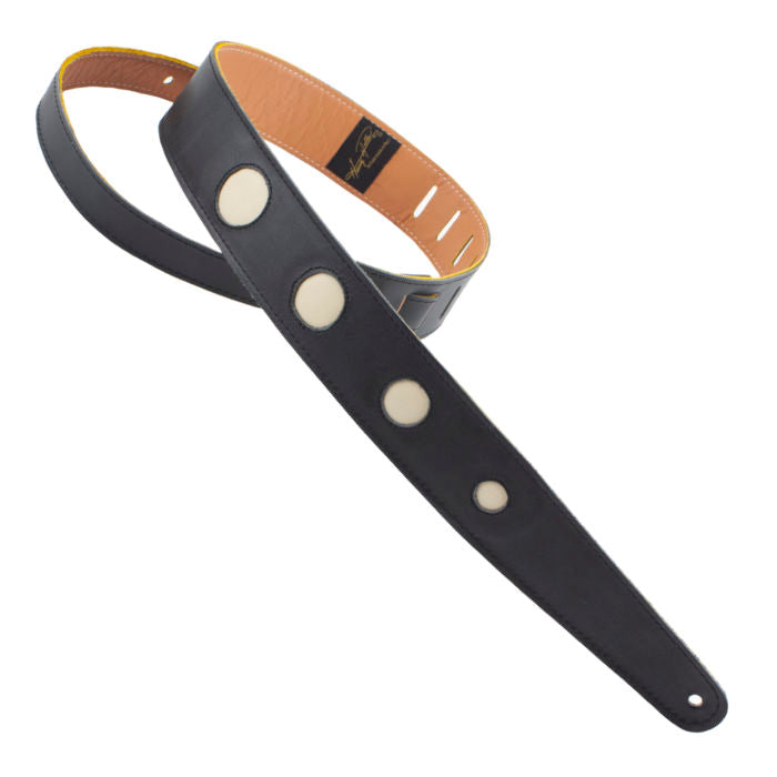 BLACK WITH BLACK CIRCLES - LEATHER SERIES STRAP CUT-OUTS - Metronome Music Inc.