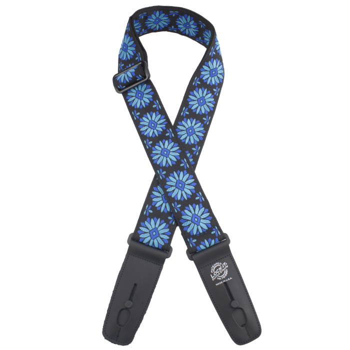 BLUE FLOWER BURST - LOCK-IT STRAPS RETRO VINTAGE SERIES - Metronome Music Inc.