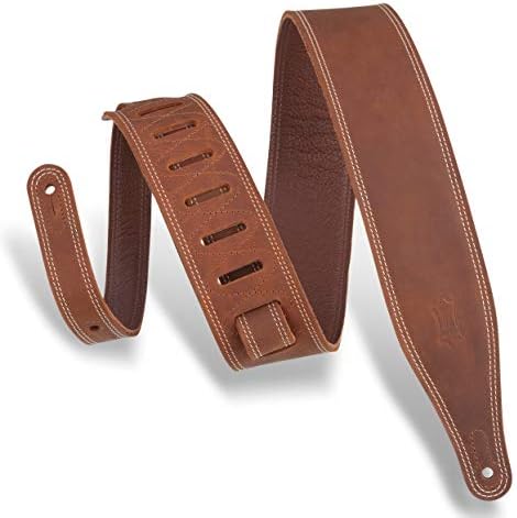 Levy's M17BDS-BRN Premium Leather Guitar Strap - Metronome Music Inc.