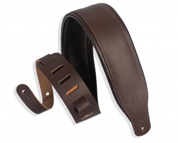 Levy's M26PD-DBR-DBR 3" Top Grain Leather Strap w/padding - Metronome Music Inc.