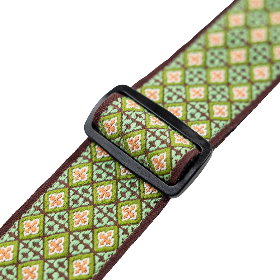 Levy's Original Hootenanny Series Guitar Strap, Pick Holder - Jacquard Green - Metronome Music Inc.