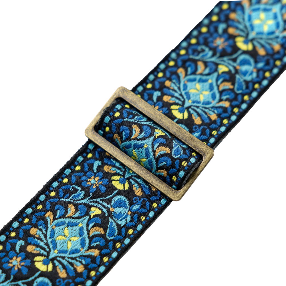 Levy's Vintage Hootenanny Series Guitar Strap, Pick Holder - Blue - Metronome Music Inc.