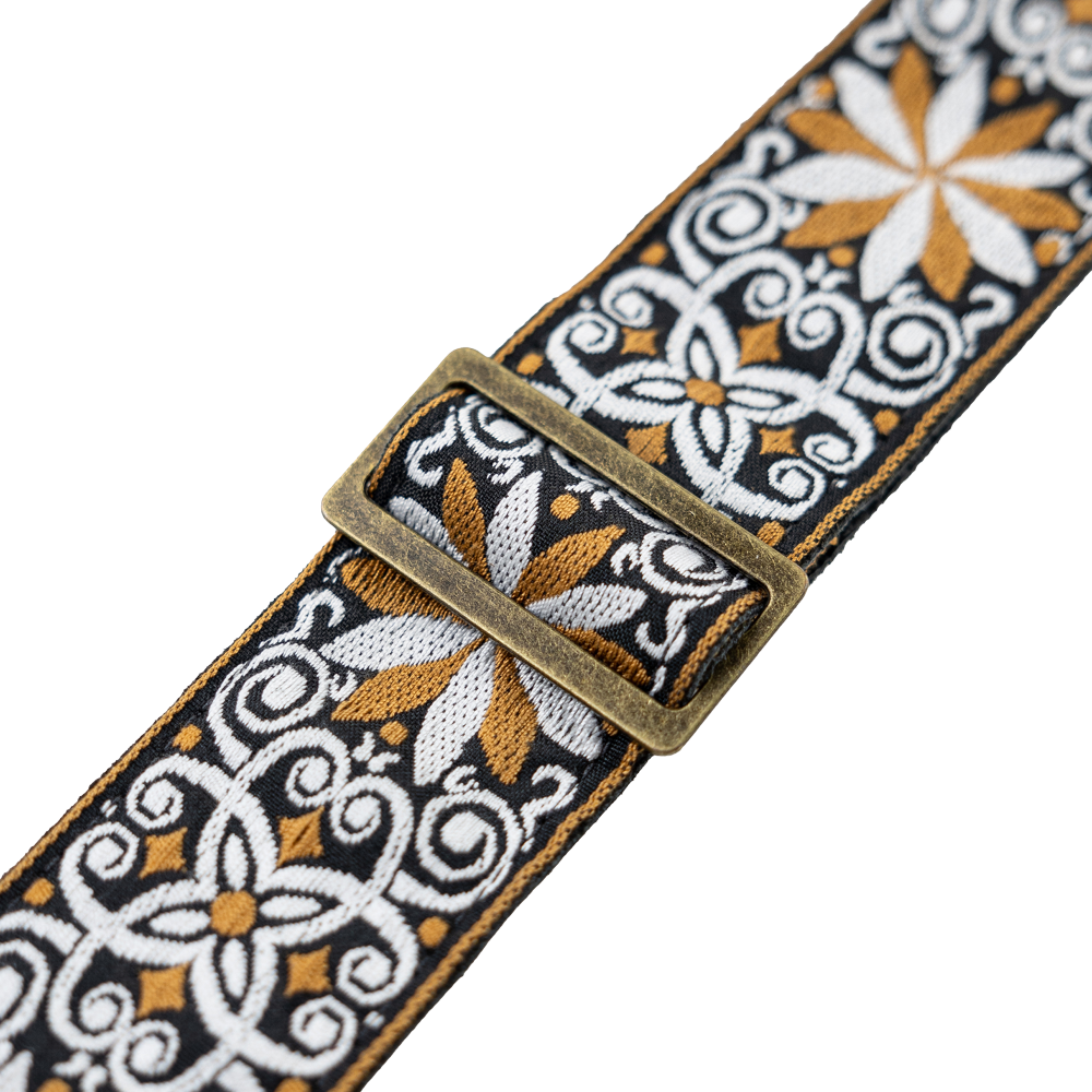 Levy's Vintage Hootenanny Series Guitar Strap, Pick Holder - Yellow - Metronome Music Inc.