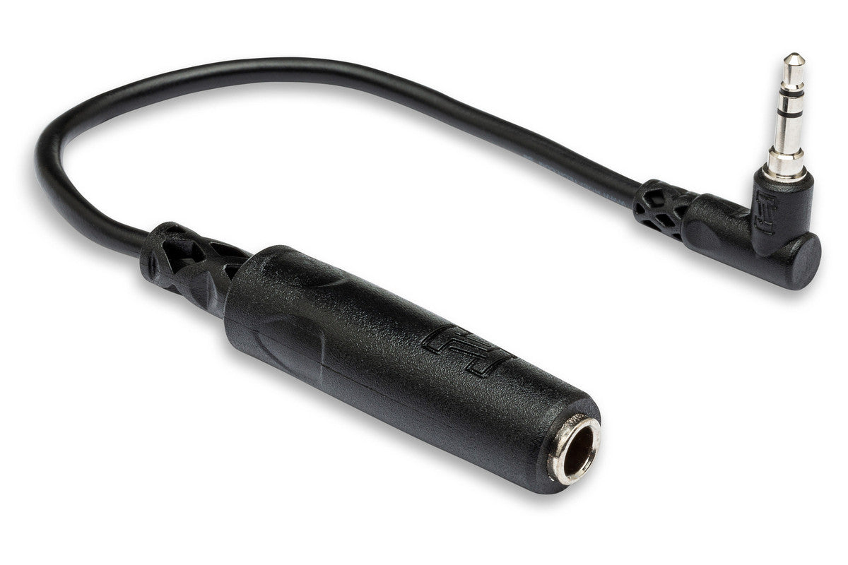 HOSA MHE-100.5 Headphone Adaptor, 1/4 In TRS To Right-Angle 3.5 Mm TRS - Metronome Music Inc.