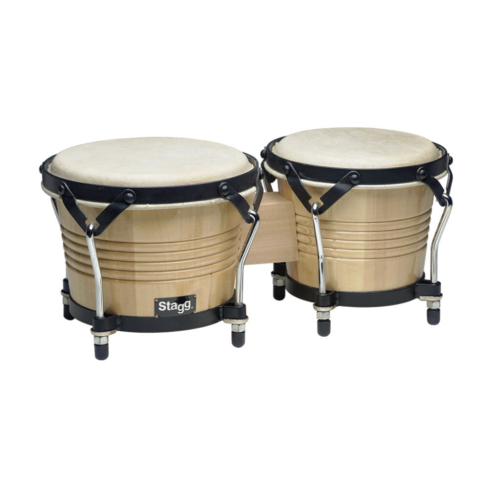Stagg 7.5" and 6.5" Latin Wood Bongos- Natural - Metronome Music Inc.