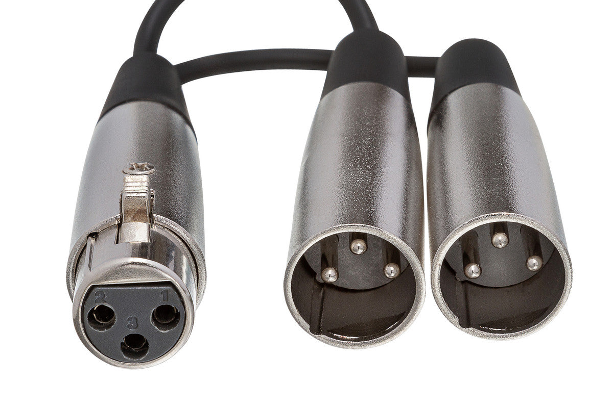 HOSA YXM-121 6" Y Cable, XLR3F To Dual XLR3M - Metronome Music Inc.
