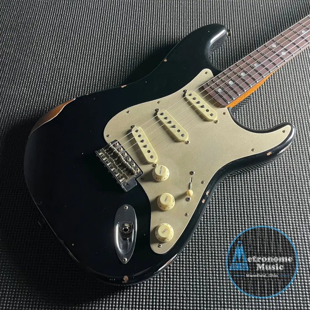 Fender Custom Shop LTD Roasted "Big Head" Stratocaster, Relic- Aged Black (7lbs 12oz) - Metronome Music Inc.