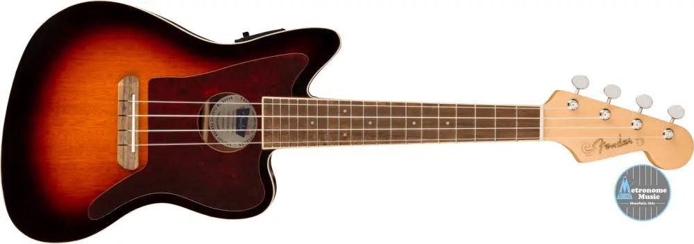 Fender Fullerton Jazzmaster Uke, Concert Ukulele - 3-Color Sunburst - Metronome Music Inc.