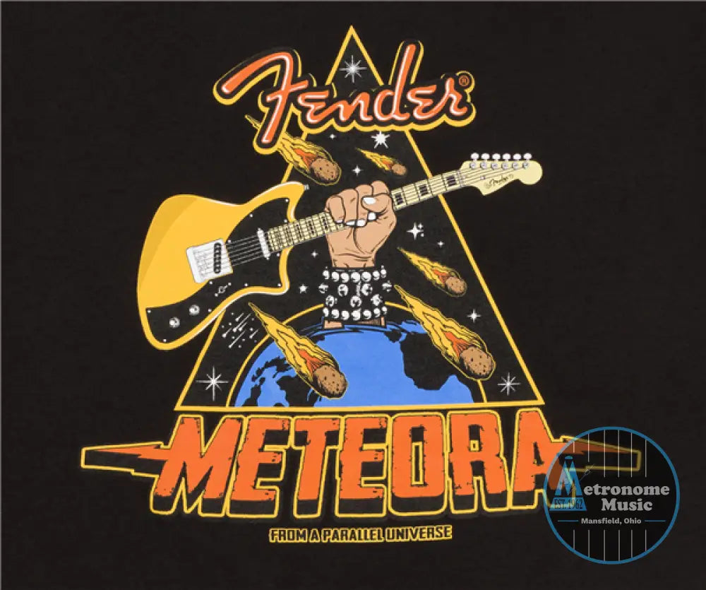 Fender Meteora T-Shirt, Black, XL - Metronome Music Inc.