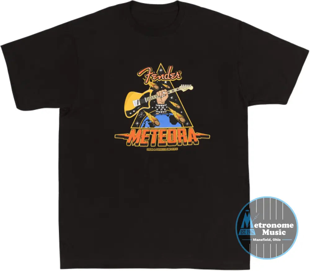 Fender Meteora T-Shirt, Black, XL - Metronome Music Inc.