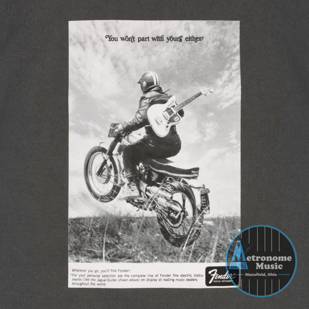 Fender Vintage Ad Biker Tee, Graphite, L - Metronome Music Inc.