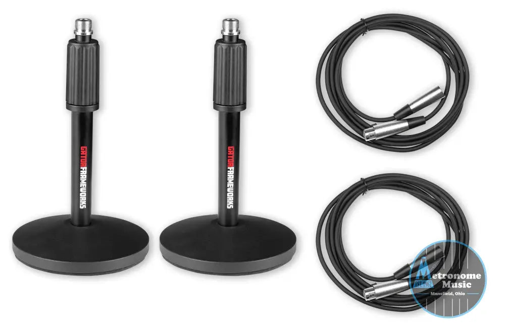 Gator Frameworks Desktop Mic Stand 2-Pack with XLR Cables - Metronome Music Inc.