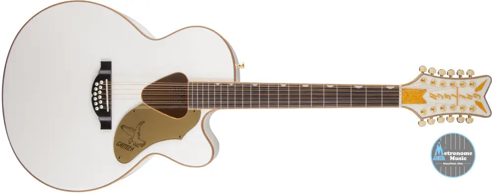 Gretsch G5022CWFE-12 Rancher Falcon Jumbo 12-String Cutaway, Fishman Pickup, White - Metronome Music Inc.