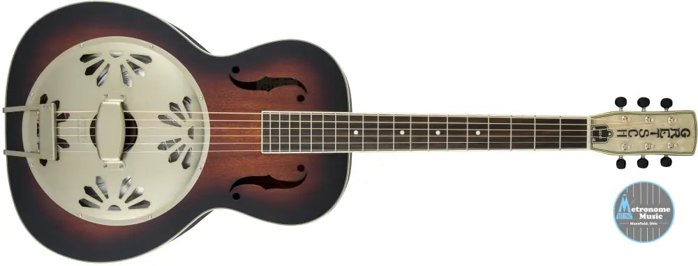 Gretsch G9241 Alligator Biscuit Round-Neck Resonator Guitar with Fishman Nashville Pickup - 2-Color Sunburst - Metronome Music Inc.