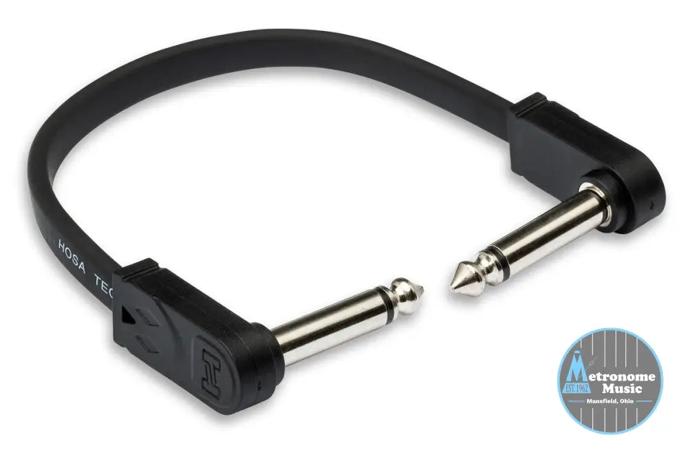 HOSA CFP-606 Flat Guitar Patch Cable, Molded Low-Profile Right-Angle To Same - Metronome Music Inc.