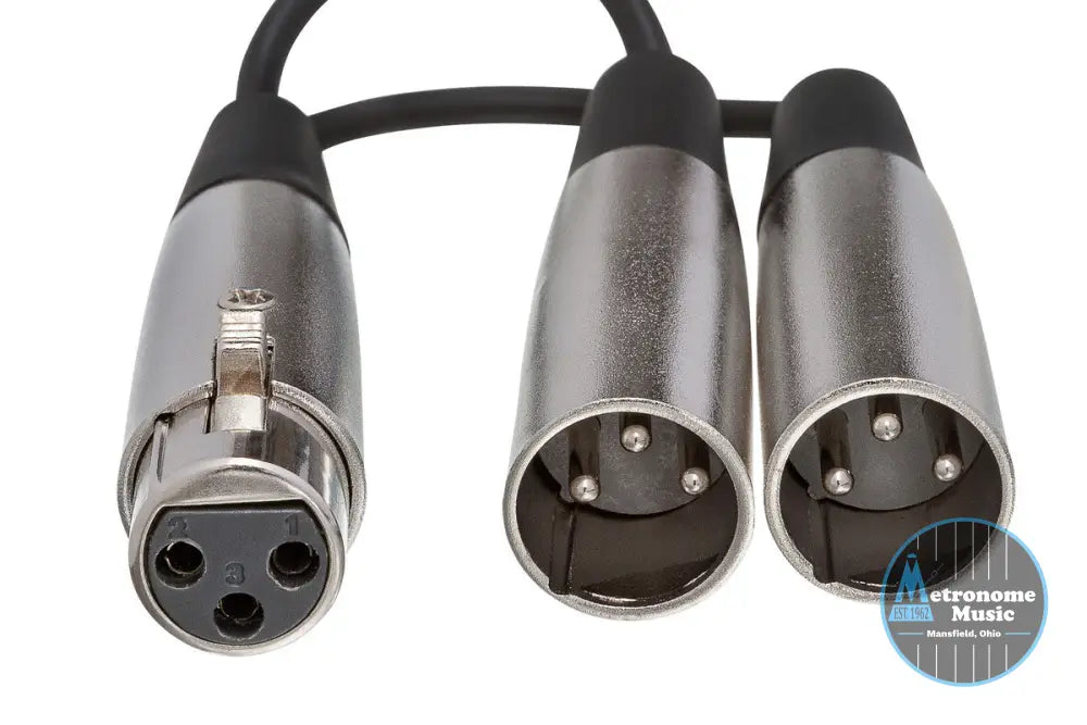 HOSA YXM-121 6" Y Cable, XLR3F To Dual XLR3M - Metronome Music Inc.