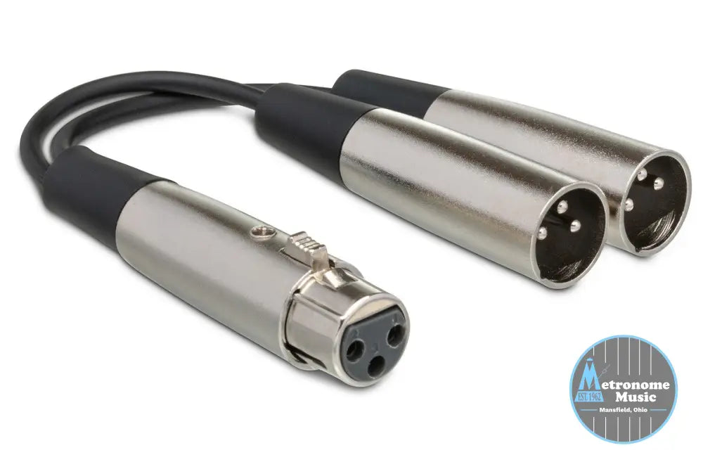 HOSA YXM-121 6" Y Cable, XLR3F To Dual XLR3M - Metronome Music Inc.