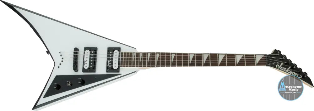 Jackson JS Series Rhoads JS32T, Amaranth Fingerboard, White with Black Bevels - Metronome Music Inc.