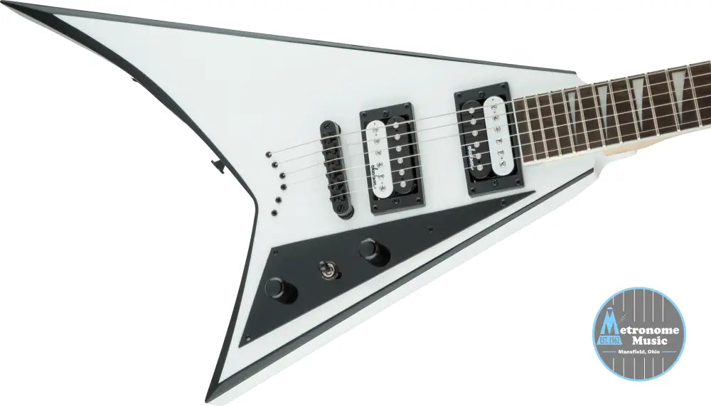 Jackson JS Series Rhoads JS32T, Amaranth Fingerboard, White with Black Bevels - Metronome Music Inc.