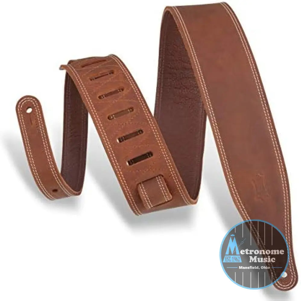 Levy's M17BDS-BRN Premium Leather Guitar Strap - Metronome Music Inc.