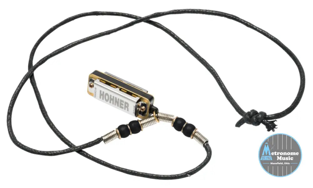 M38N-BL Hohner Mini Harmonica Necklace Black - Metronome Music Inc.